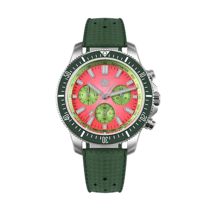 San Martin Chronograph Diver gradient dial with luminous markers on FKM rubber strap.