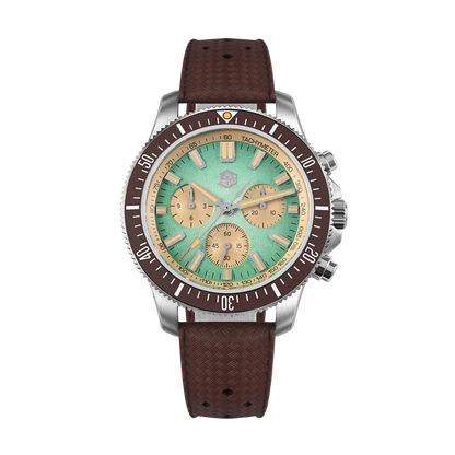 San Martin Chronograph Diver men’s automatic watch worn on wrist with FKM rubber strap