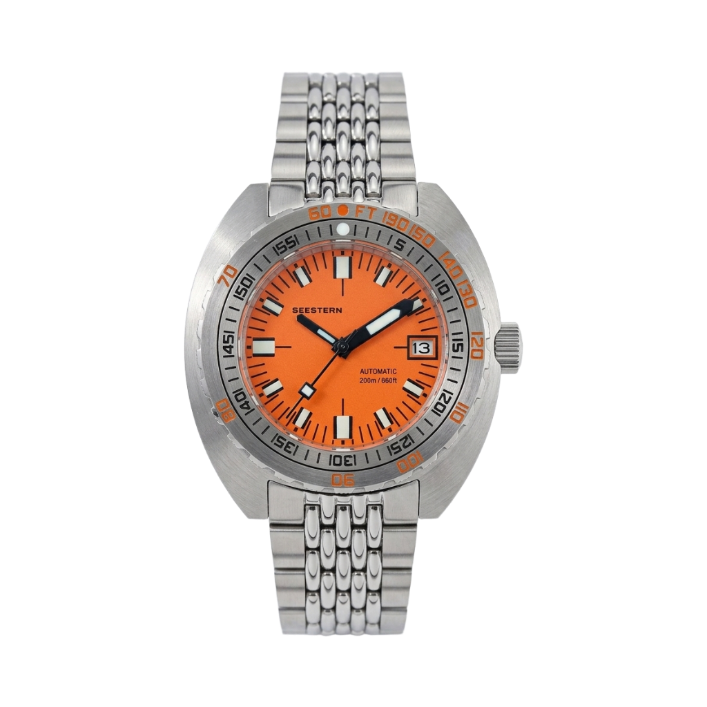 SEESTERN S406 - orange dial front view packshot