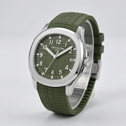 Specht & Söhne SP0008 - A - stainless steel, olive green dial, rubber strap