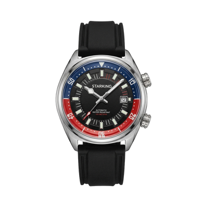 STARKING AM0603 - black dial blue & red bezel front view packshot