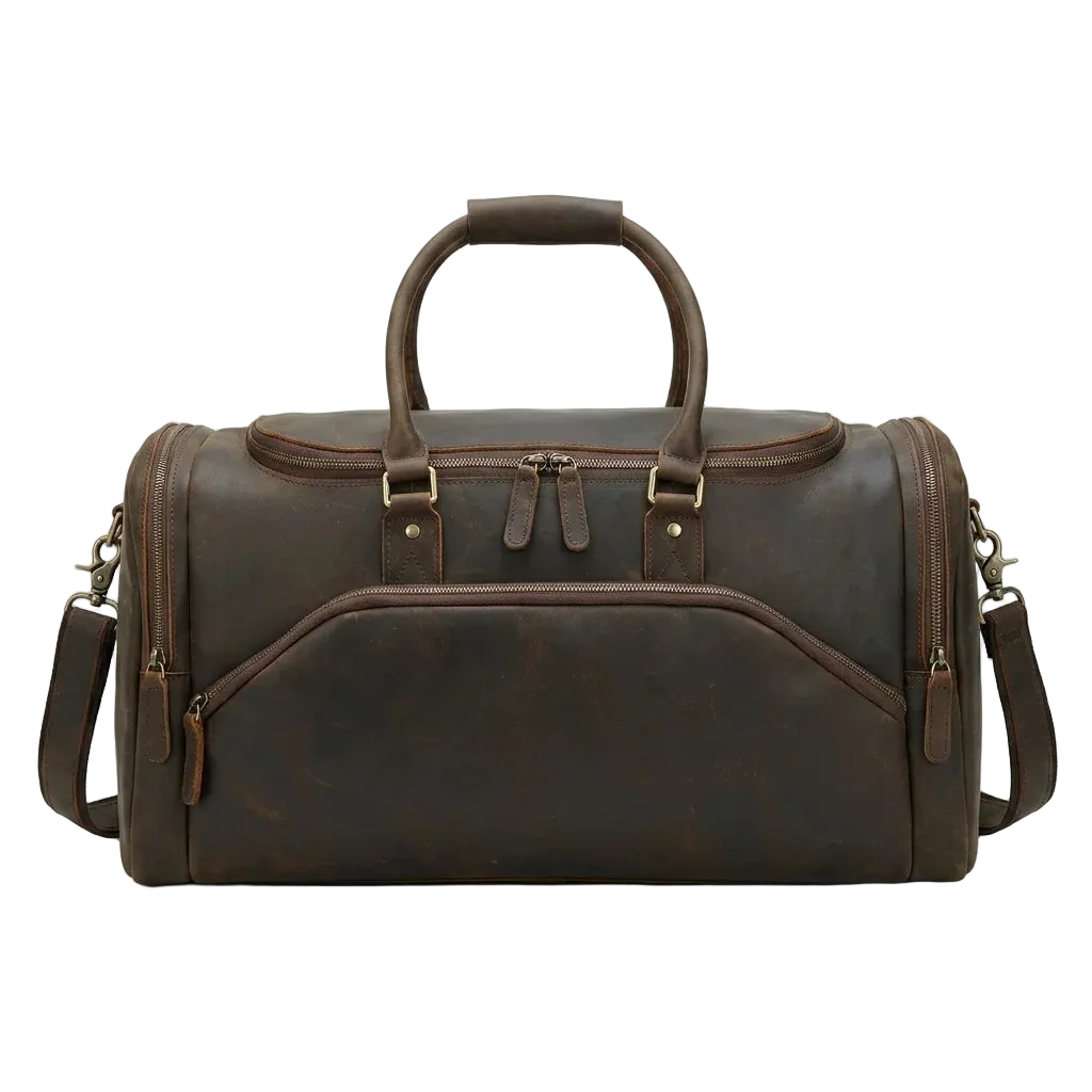 Large Capacity Crazy Horse Leather Weekend Duffel Bag
