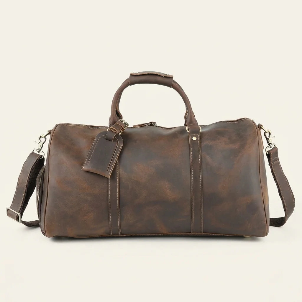 Vintage Duffel Bag — dark brown shoulder strap