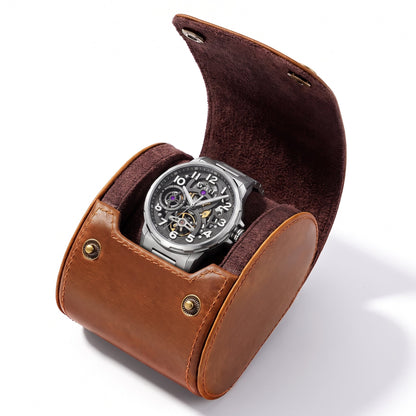 watch in brown leather box